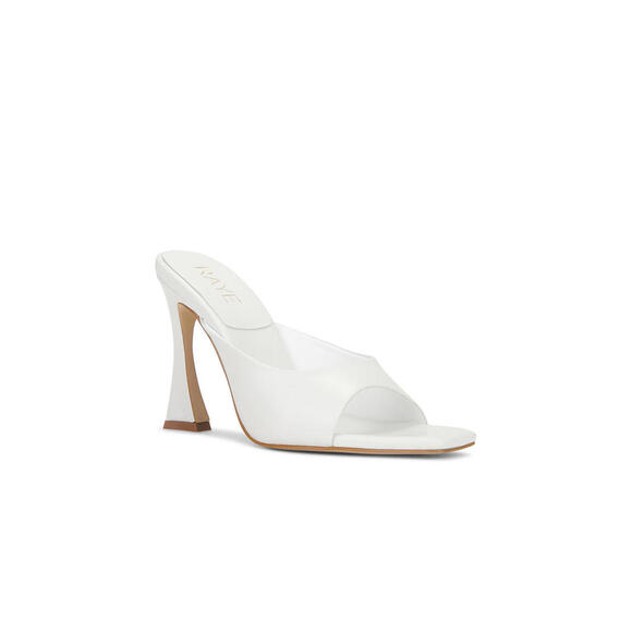 Revolve RAYE Samantha slip on leatherHeel white Sandal size 7.5 NIB $158 msrp